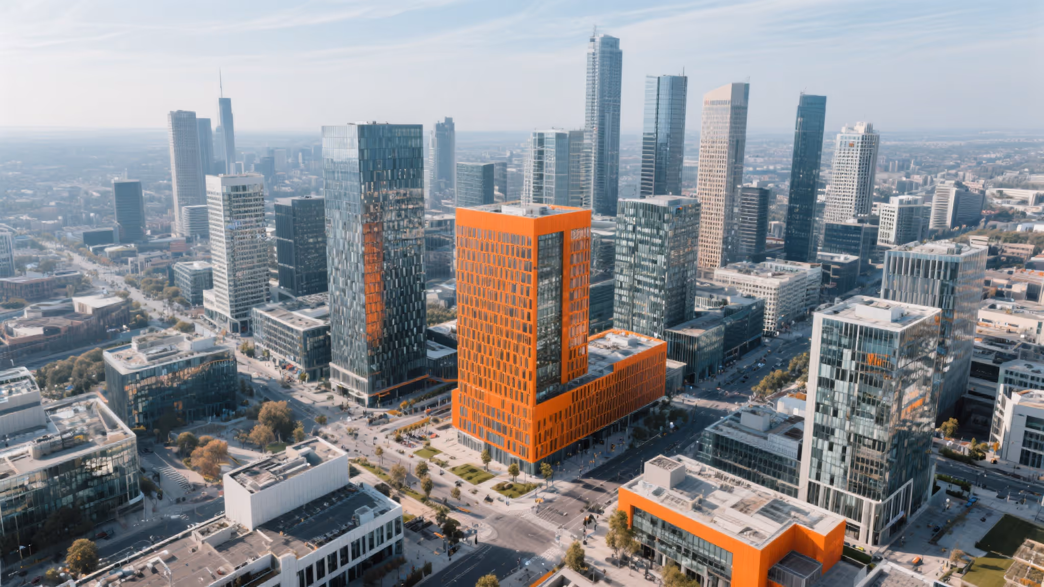 Vue aérienne d'une construction gérée