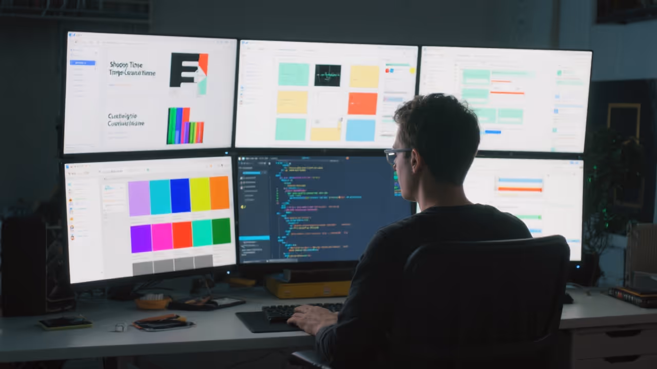 Shopify theme customization workspace with designer working on custom code